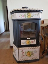STUFA LINCAR 175 USATA margherita e maioliche rose blu