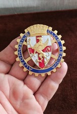DISTINTIVO VINTAGE SMALTO RADIATORE CAR CLUB # AUTOMOBILE CLUB GENOVA ITALIA