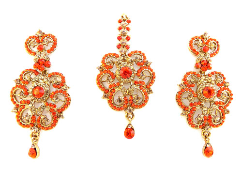 Set orecchini lunghi kundan - orecchini,