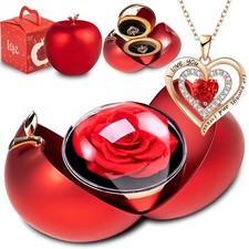 ✅Rosa Eterna con Collana Cuore a Rosa Stabilizzata Idea Regalo per Mamma e Donna