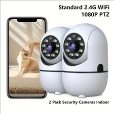 2pcs Telecamera di Sorveglianza da Interno Wireless per Sicurezza Domestica, 2.4WiFi, Telecamera Inclinabile