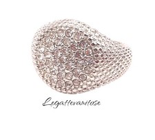 Anello  Chevalier Uomo Donna In Acciaio Con Zirconi Bianchi. Regolabile.