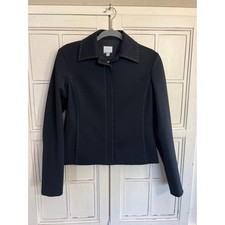 Giacca o blazer nero con zip Paola Frani taglia 8 con dettaglio cuciture bianche