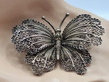 Antica Spilla Grande FARFALLA Argento 800 in  Filigrana- anni'60 