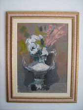 ALVARO SUPRANI RAVENNA 1944 GRANDE OLIO  SU TAVOLA VASO DI FIORI  FIRMATO 1984