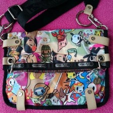 Borsa a tracolla LeSportsac tokidoki 25 cm x 19 cm USATA dal Giappone #T0173
