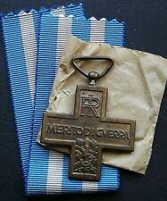 ORIGINAL BRONZE WAR MERIT CROSS CROCE MERITO DI GUERRA ITALIAN REPUBLIC & BAG #6