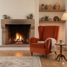 Poltrona vintage legno tessuto - poltrona,