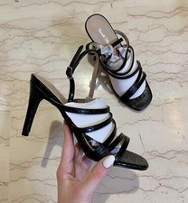 SANDALI DONNA TACCO ALTO SPILLO ANIMALIER COCCODRILLO NERO EU 37