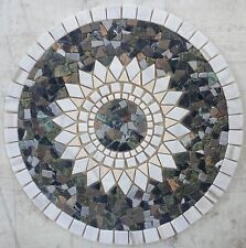 ROSONE MOSAICO BIANCO E VERDE su rete misura diametro 90x1 cm COD. RUDLXX