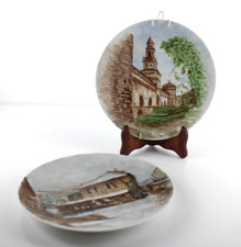 2x Piatto da parete dipinto a