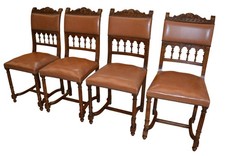 antico lotto di 4 sedie Napoleon III epoca '800 in noce massello