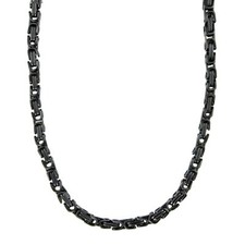 Catena Reale Acciaio Inox Bizantino Collana Maglia Grumetta Uomo 6 MM 20 CM Nero