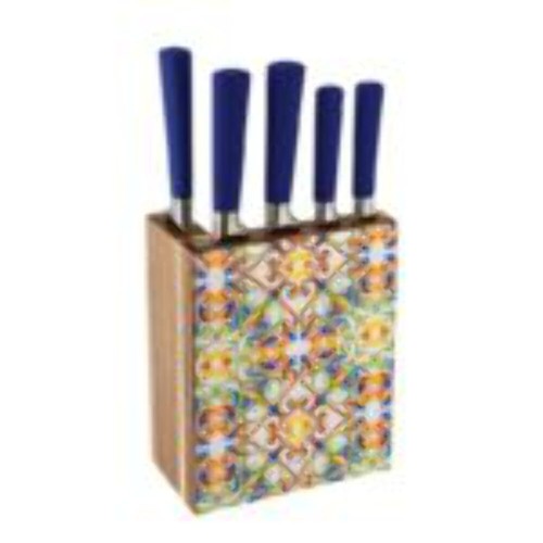 Ceppo legno con coltelli - in,