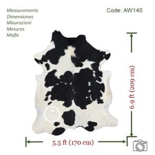 Tappeto in pelle di mucca bianco e nero capelli di alta qualità su pelle Dime...