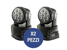2 X PROIETTORE LED RGB TESTA MOBILE ROTANTE EFFETTI DISCO 7 LED WASH DMX