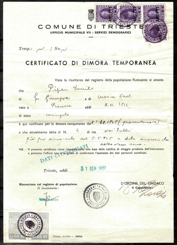 Italia trieste 1951 - a,