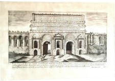 1606 c.a. Sadeler "porta maggiore" stampa originale - scorci di Roma antica 