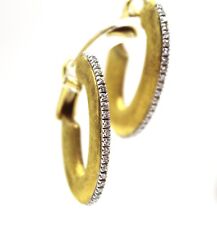 Orecchini Nanis a Cerchio Ovale in Oro Giallo 18k Satinato con Diamanti - 30MM