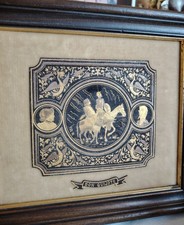 Raro quadro vintage grande targa damascata Toledo Don Quioxte incorniciata