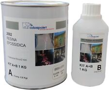RESINA EPOSSIDICA TRASPARENTE LUCIDA PER PAVIMENTI 1KG A+B  BASSO INGIALLIMENTO