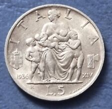MONETA COIN REGNO D'ITALIA RE VITTORIO EMANUELE III° CINQUE 5 LIRE 1936 FAMIGLIA