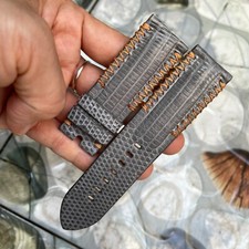 Cinturino per orologio in vera pelle di lucertola 24 mm/22 mm, cinturino per orologio in pelle grigio