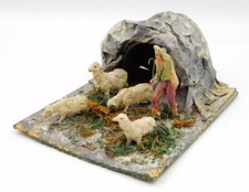 Confalonieri Chialù Diorama presepe grotta e pastorello con pecore 7 cm ca.