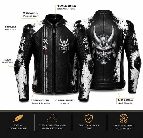 Giacca moto uomo pelle samurai - uomo,