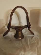 BELLISSIMO COLLARE IN LEGNO CUOIO  CAMPANACCIO BRONZO VINTAGE