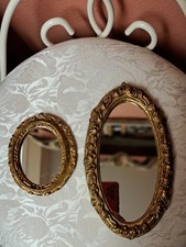 Set 2 specchi da parete vintage fiorentia ovali italiani cornice dorata oro Made Italy