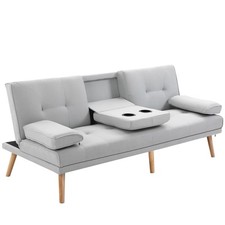HOMCOM Divano Letto 3 Posti Design Scandinavo Reclinabile 2 Braccioli Staccabili