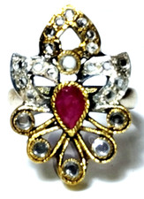 ANELLO FLOREALE stile antico  in argento 925  e pietre  -  gioiello