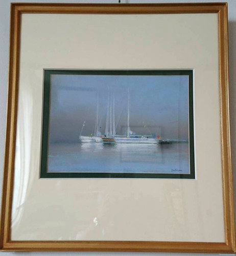 Dipinto bianco barche vela - barche,