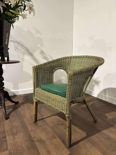 Sedia vintage vimini verde - vimini,