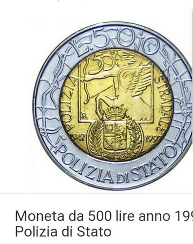 Moneta 500 lire polizia - lire,