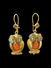 Orecchini Gufi con turchese