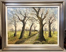 GRANDE QUADRO OLIO TAVOLA Angiolino Paglia SALSOMAGGIORE Sottobosco autunnale 76