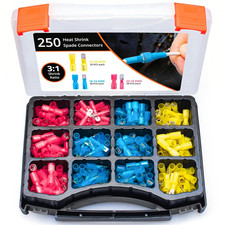 250 PZ Connettori Forcella Maschio Femmina - Kit Capicorda Termoretraibili - Ter