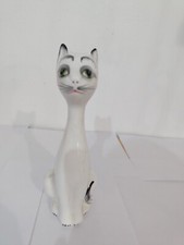 gatto in porcellana anni 70 smaltato