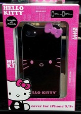 NUOVA custodia Hello Kitty Apple iPhone 5/5s NERA/ROSA di Sanrio bambini design ragazza