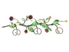 APPENDINO APPENDIABITO IN FERRO BATTUTO CON ROSE FOGLIE a 3 posti da parete