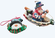 Resin Santa Fishing In Boat &