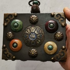 Ciondolo Ornamento Intarsiato Legno Vecchia Collezione Vecchi Oggetti Collezione