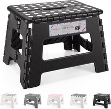 Sgabello Pieghevol 22CM Nero Pieghevole in Plastica Antiscivolo per Bambini Cuci