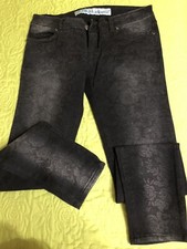 Jeans Pantaloni Fiori Nero Grigio Donna Ragazza Bambina Baci e Abbracci TG 46