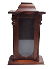 Teca antica in legno con vetrina di vetro vintage nicchia o bacheca da tavolo