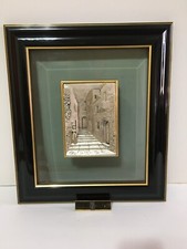 Quadro bassorilievo Pietanesi lamina argento 800 cornice nera 29x33