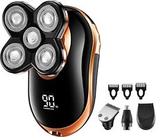 Rasoio Elettrico 5 in 1, Ricarica USB, Testine Rotanti Impermeabile
