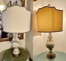 2 Lampade in Ceramica. Lampada Antica Vintage con Paralume. Perfette